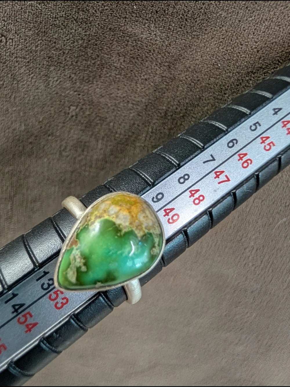 New Sterling Silver Teardrop Royston Turquoise Ring - Vibrant Green Size 6